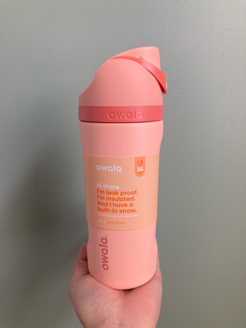 NEW Owala Kids’ FreeSip Water Bottle - Peach of Mind - Picture 2 of 8